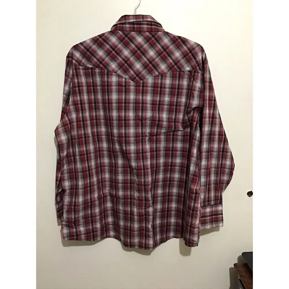 MENS 2xl WRANGLER WESTERN STYLE PEARL SNAP LONG SLEEVE SHIRT - Picture 2 of 3